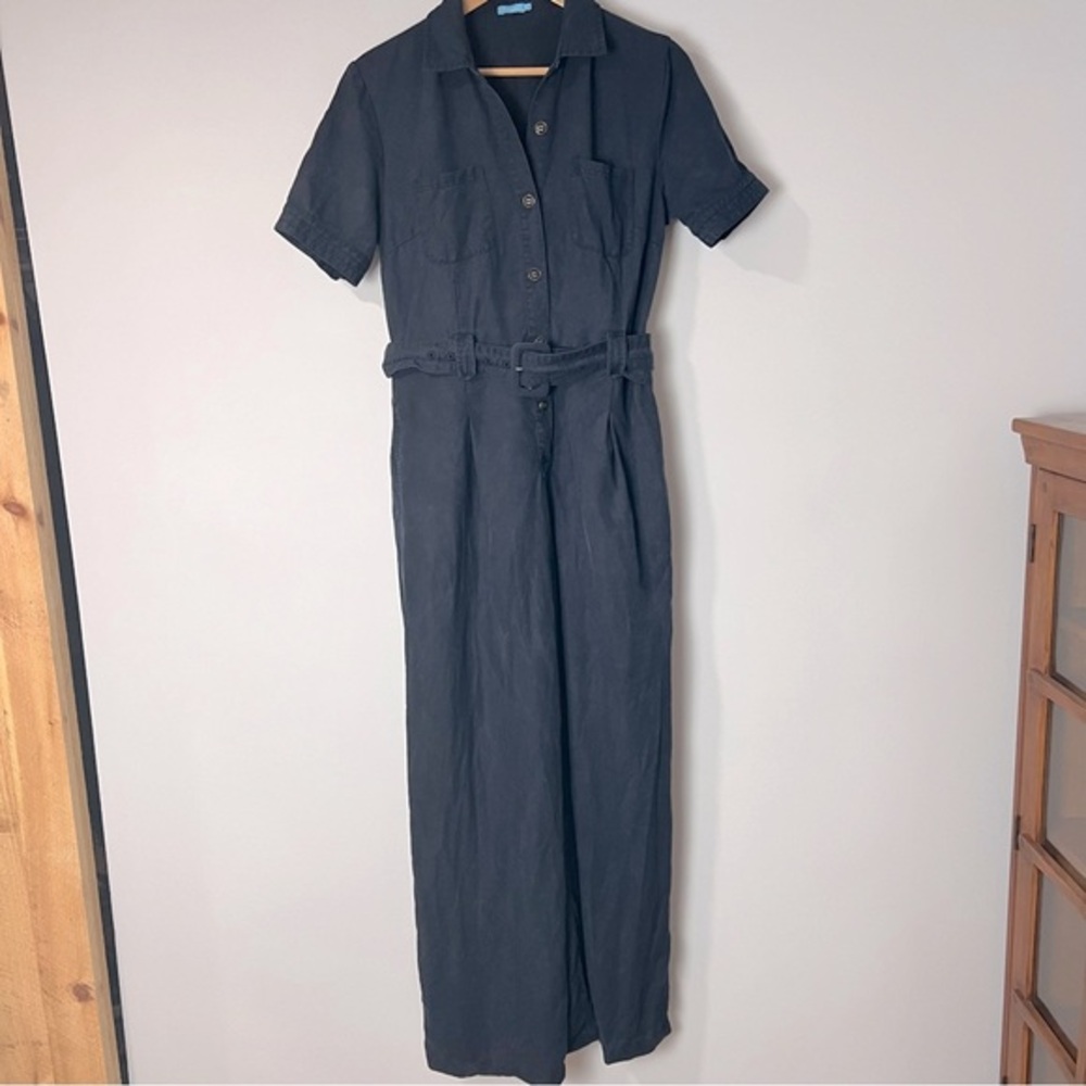 NWOT J. McLaughlin Size 6 Linen Blend Short Sleeve‎ Belted Wide Leg Jumpsuit